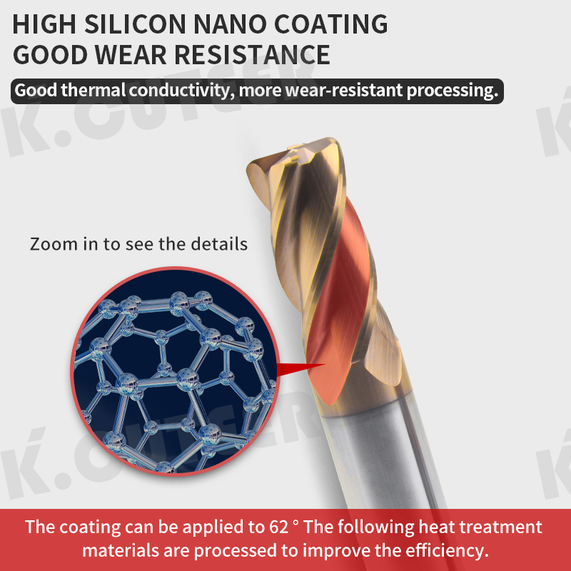 HRC62 4 Flutes End Mill 1mm-20mm Tungsten Steel Straight Shank Milling Cutter 