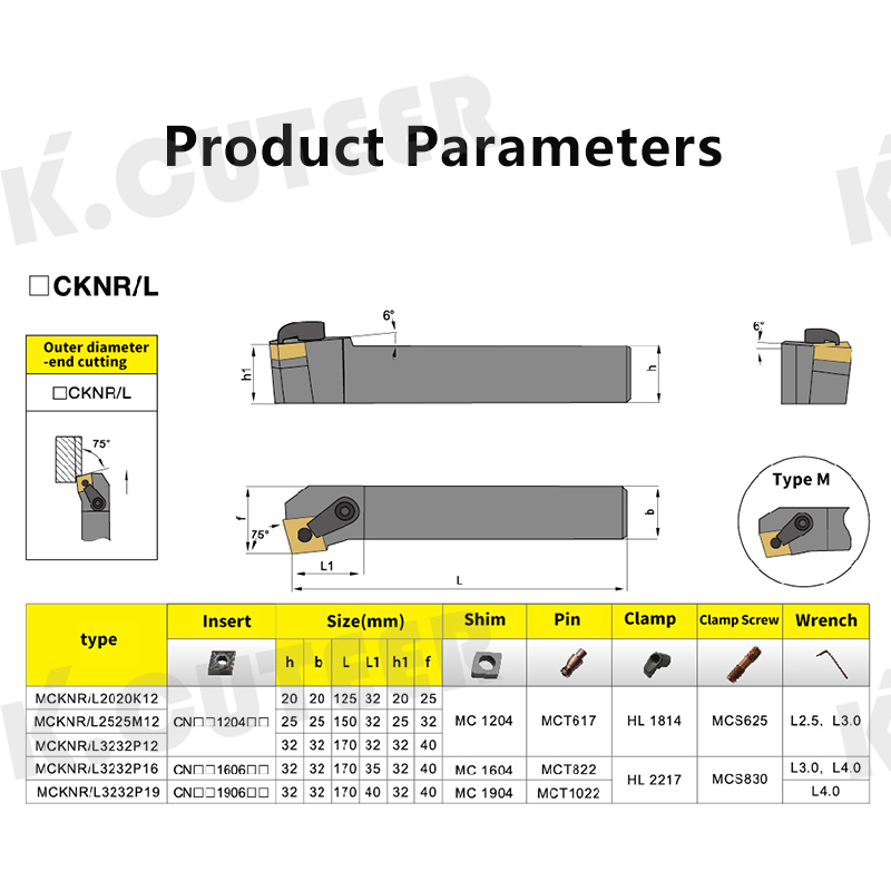 External Turning Tool Holder CNMG Carbide Inserts MCKNR/L Lathe Cutting Tools Set