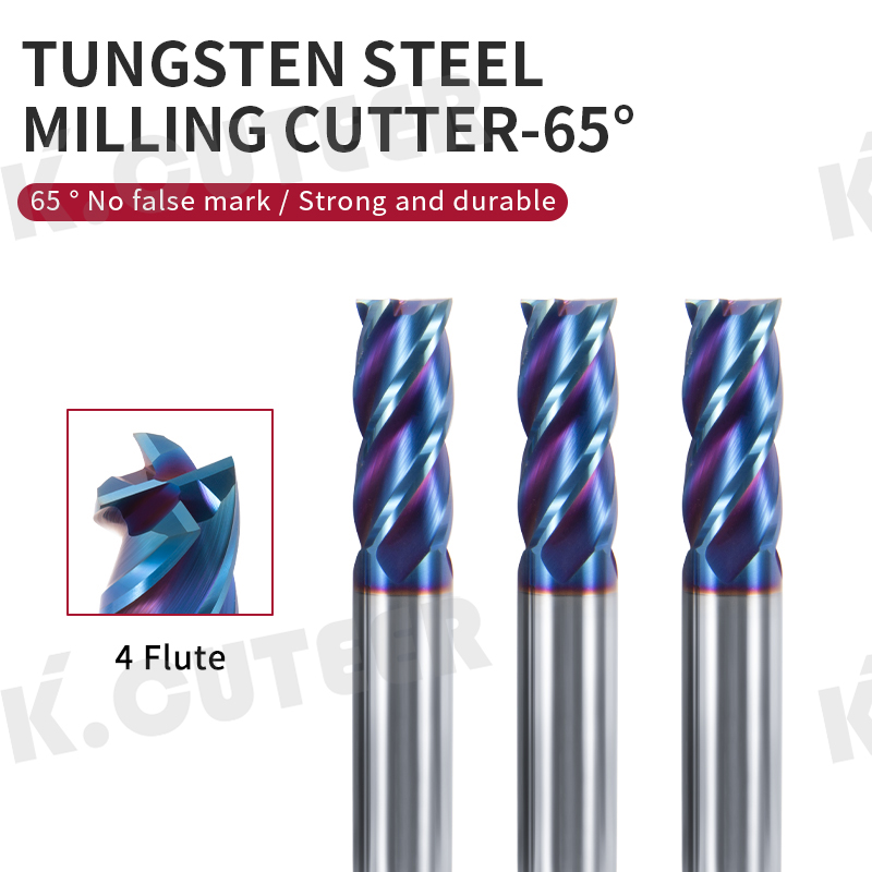 Tungsten Steel End Mill HRC 65 Carbide 4 Flute Flat End Mill 