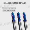 2 flute HRC 65 R2*D4*50/R3*D6*50/R3*D6*75 CNC lathe processing ball end mill