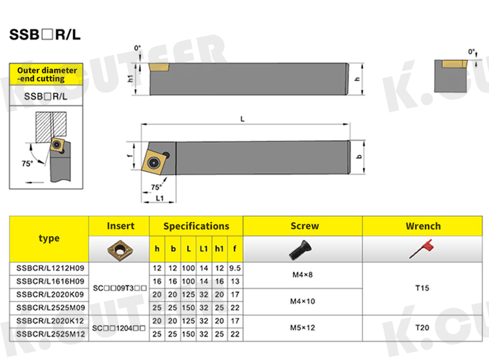 SSBCR1212H09 SSBCR2020K09 SSBCR2020K12 External Turning Tool Holder SCMT Carbide Inserts 