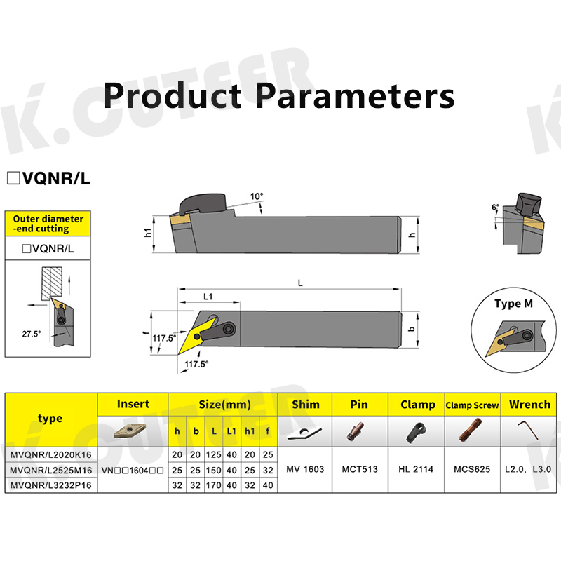 Turning Tool Holder VNMG Carbide Inserts Lathe Bar CNC Cutting Tools 