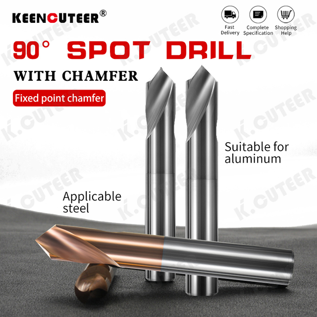 90° CNC Center Drill for Steel or Aluminum, Multi-Function Precision Centering Bit