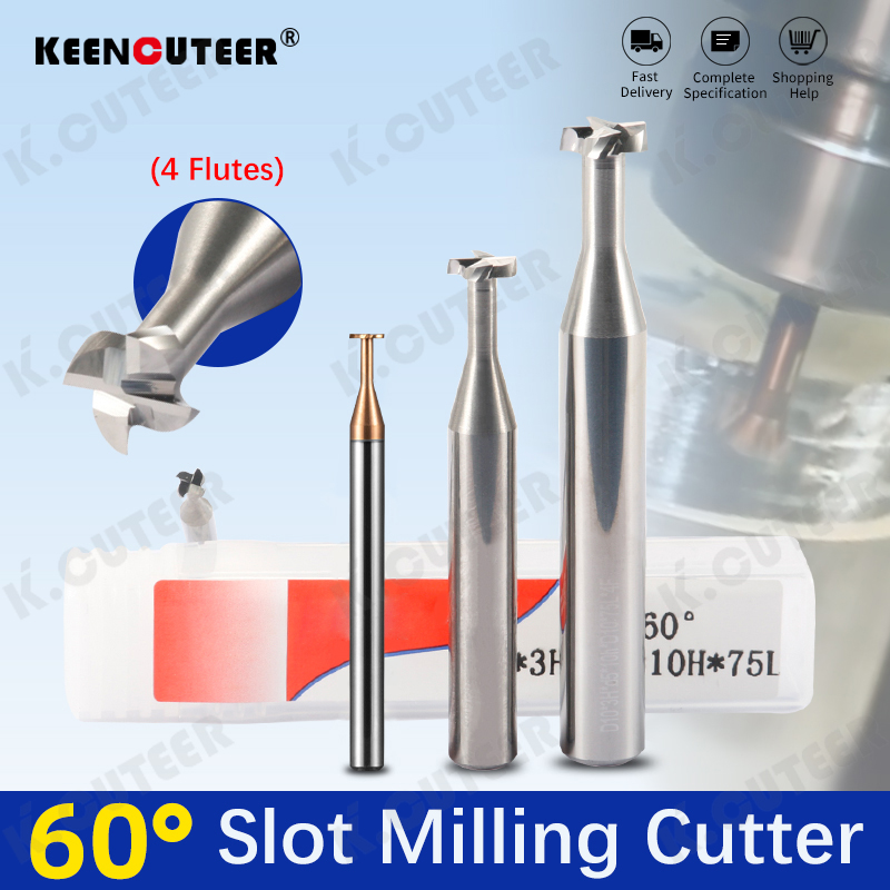 T-Slot Milling Cutter 60 Degree Tungsten Steel Carbide CNC Machining Center Cutting Tool 4-Blade For Aluminum Steel