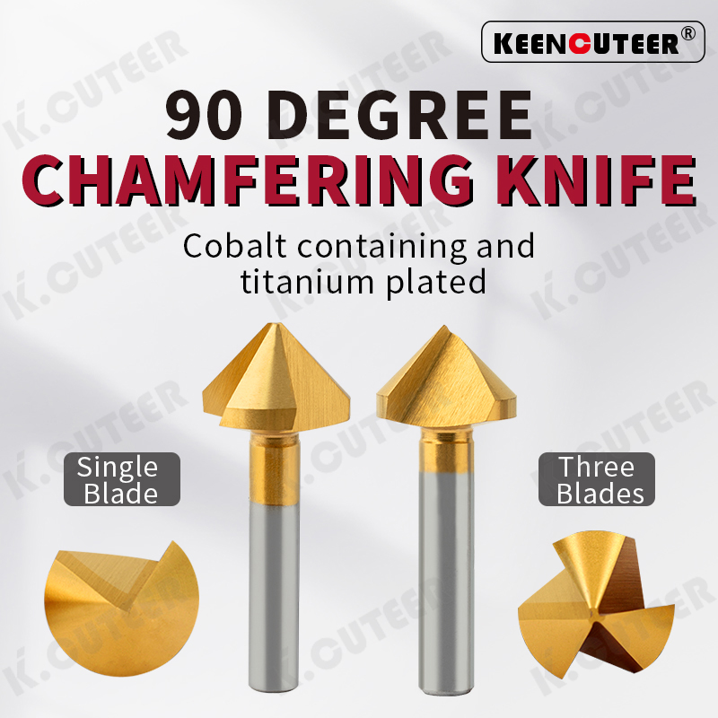 90-Degree Chamfer Cutter Cobalt-Titanium Coated Single-Edged Straight Shank Three Flutes