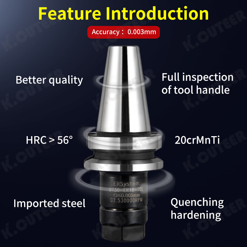 BT40 Dynamic Balancing CNC Tool Holder ER Collet High-Precision Milling Cutter Holder