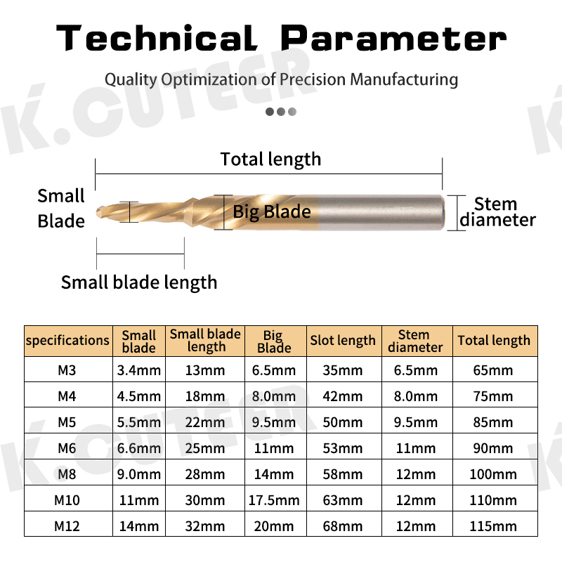 Counterbore Twist Step Drill 90/180 Degree Cobalt-containing HSS Metal Drilling Chamfer Step Drill