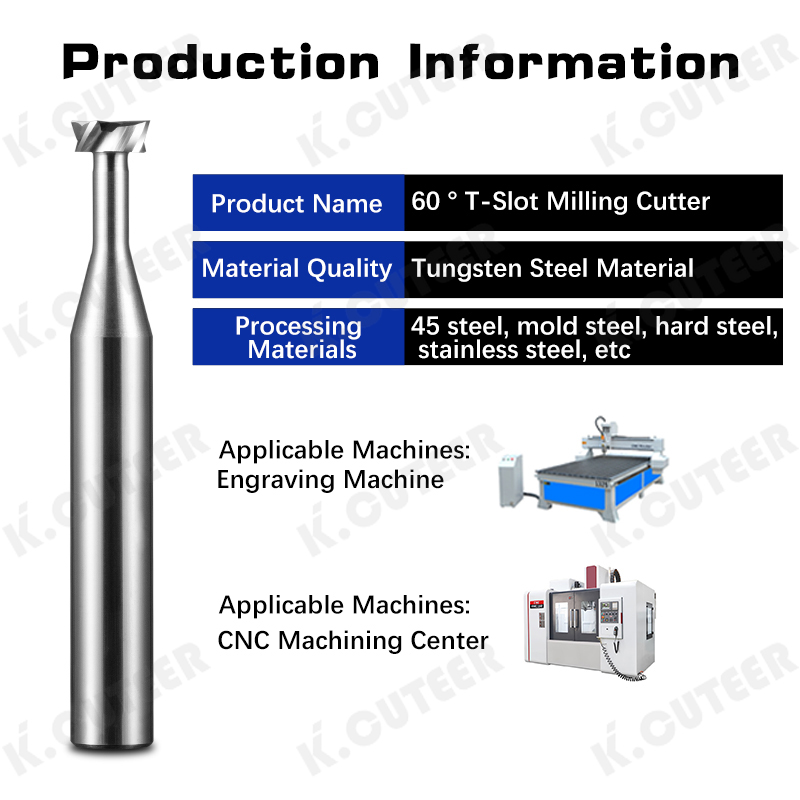 T-Slot Milling Cutter 60 Degree Tungsten Steel Carbide CNC Machining Center Cutting Tool 4-Blade For Aluminum Steel