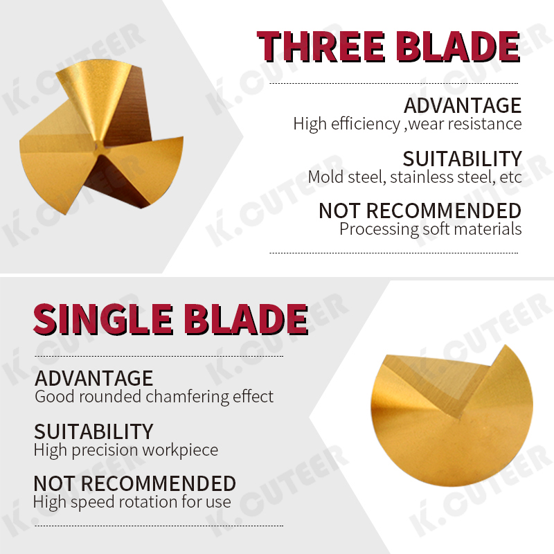 90-Degree Chamfer Cutter Cobalt-Titanium Coated Single-Edged Straight Shank Three Flutes