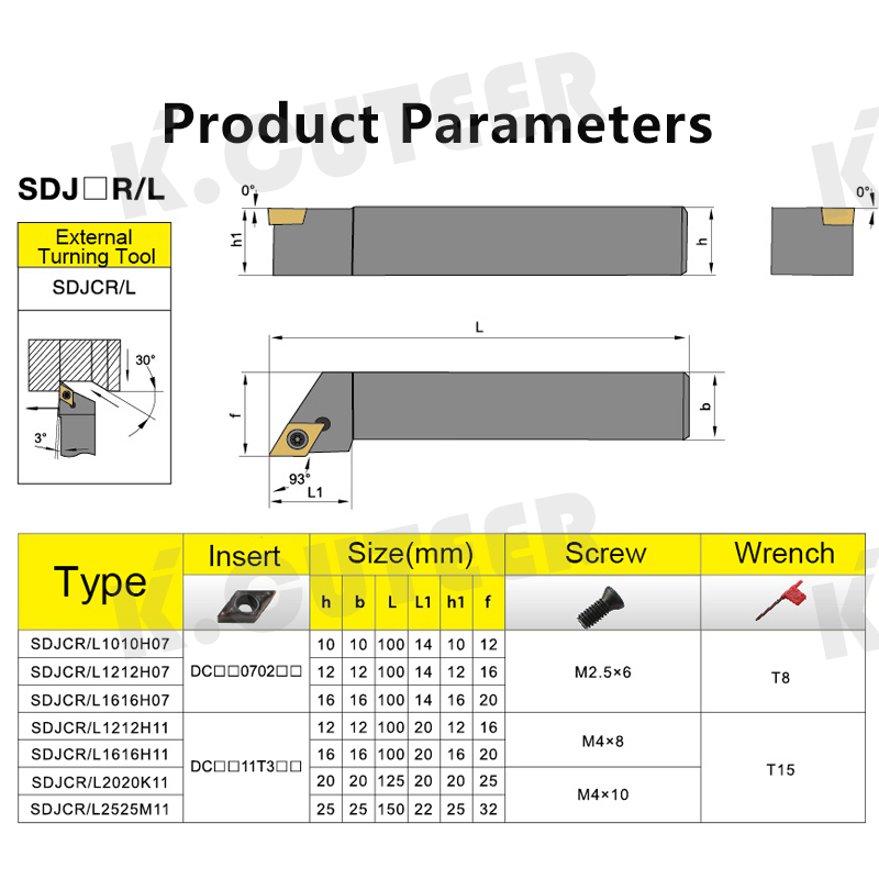 SDJCR Screw Type Cylindrical Turning Tool