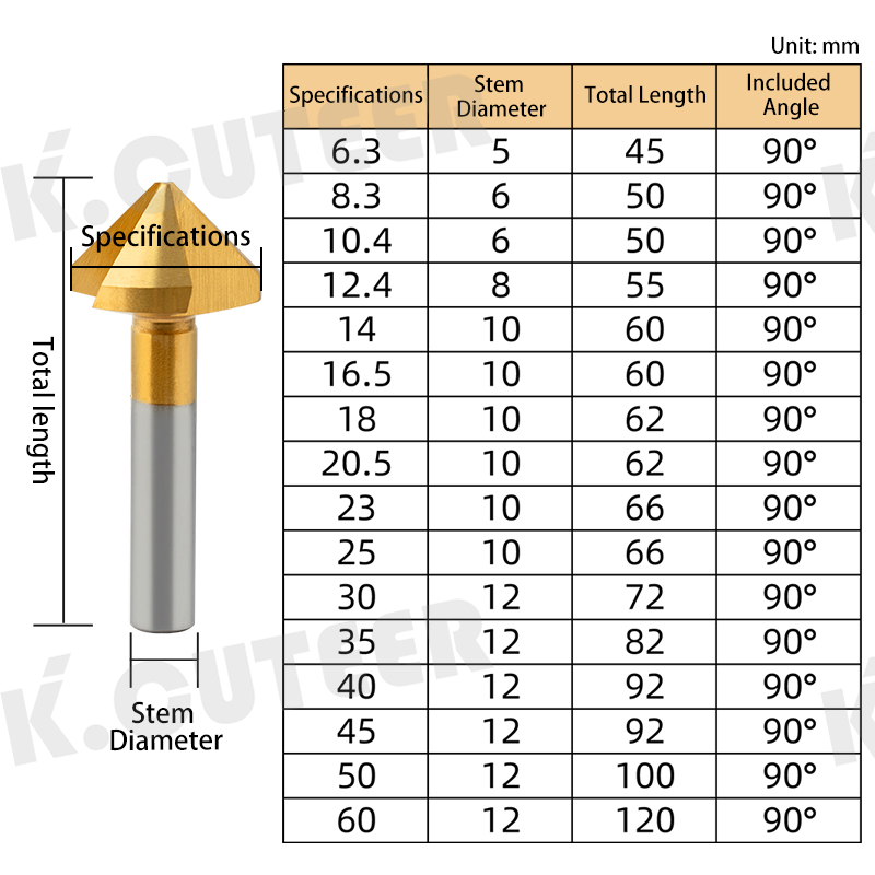 90 Degree Slant Hole Chip Chamferer M35 Cobalt Coated Drill Bit