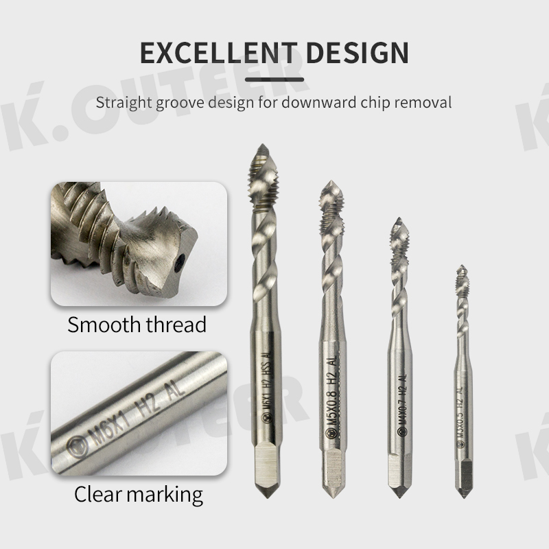 M6*1/M4*0.7/M8*1.25 CNC machining and turning parts aluminum tap