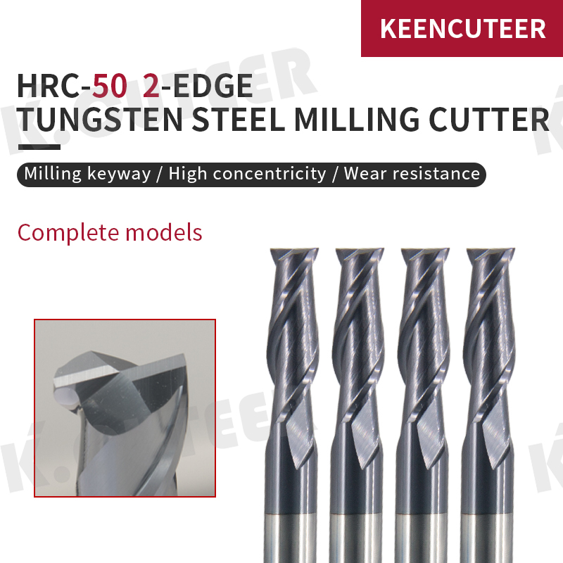 Tungsten Steel End Mills 1mm 6mm 12mm 2Flute HRC50 Straight Shank Milling Cutter 