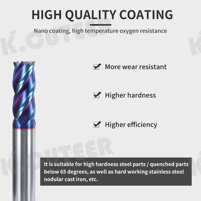 Tungsten Steel End Mill HRC 65 Carbide 4 Flute Flat End Mill 