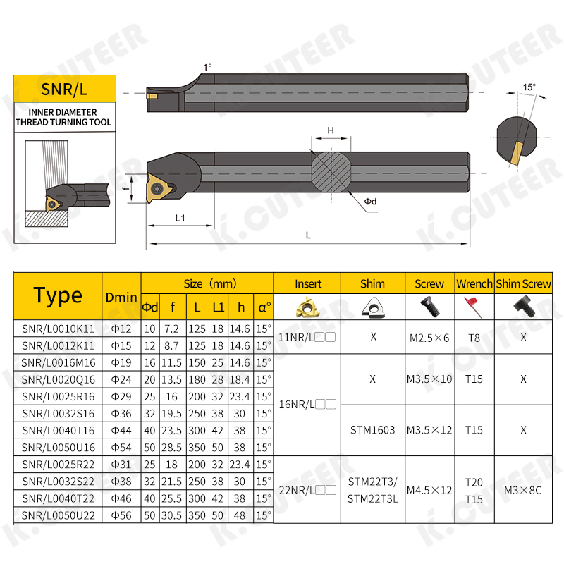Durable CNC Snr Lathe Cutter Tool for Internal Threads