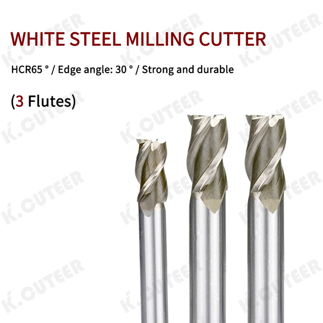 Hcr65 High Precision 3 Flute White Steel Milling Cutter