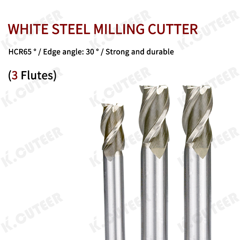 Hcr65 High Precision 3 Flute White Steel Milling Cutter