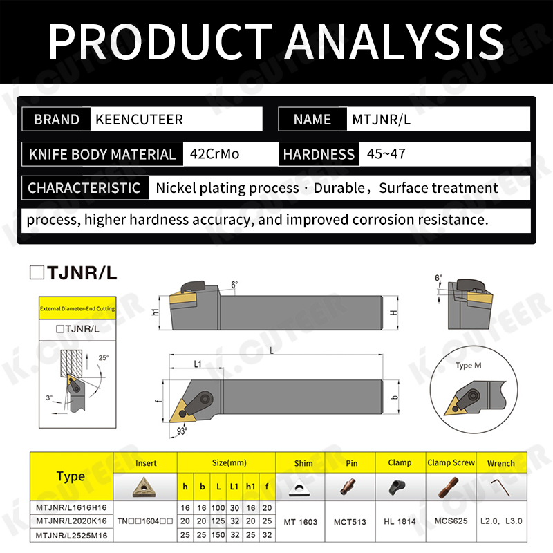 External Turning Toolholder CNC Lathe Cutter for Tnmg Carbide Insert