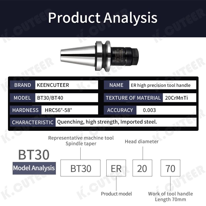 BT40 Dynamic Balancing CNC Tool Holder ER Collet High-Precision Milling Cutter Holder