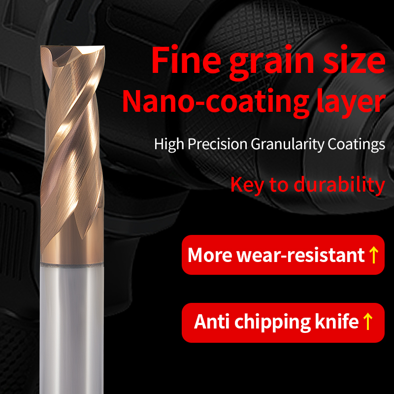 2-Flute Tungsten Steel Milling Cutter 55-Degree Straight Shank CNC End Mill