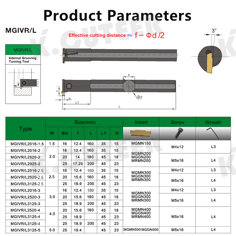  Grooving Tool holder MGIVR2016 MGIVR2520 Carbide Inserts Internal Turning Tool Lathe Bar