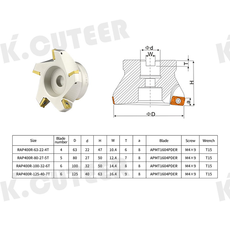 Degree Positive Head 25.4 50mm APMT1135/APMT1604 CNC Milling Cutter face mill