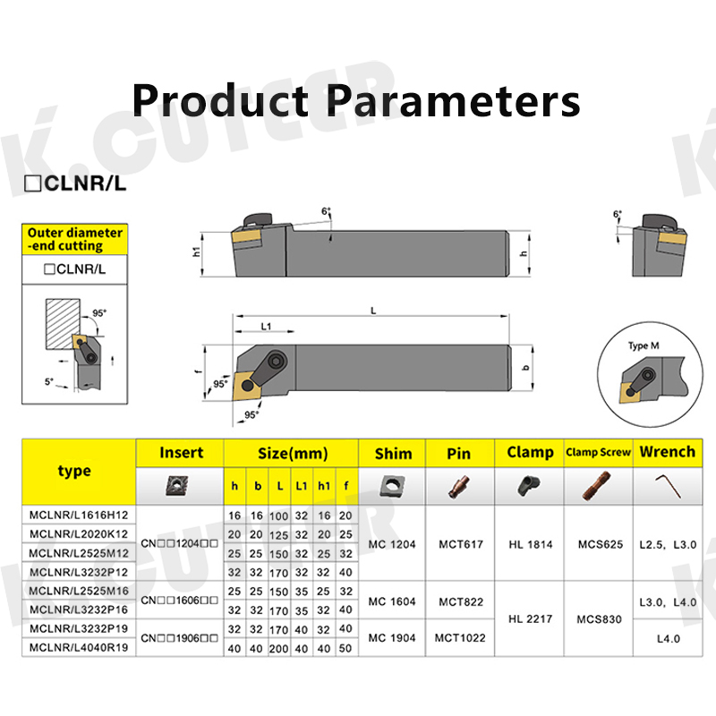 MCLNR/L External Triangular Turning Tool Holder CNMG12 Carbide Inserts Lathe Cutting Tools 