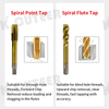 Metric Titanium Plated HSS Spiral Point Tap Spiral Flute Tap