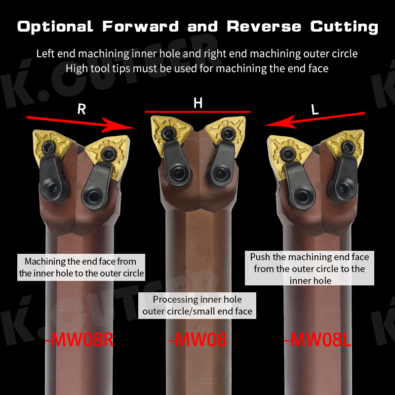 D16R-MW04R D20R-MW04L D25R-MW08H Spring steel Double head Internal Turning Tool Holder WNMG Inserts