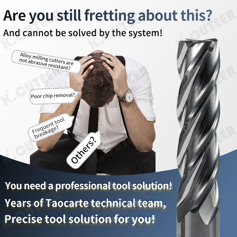 60-Degree Tungsten Steel End Mill 4-Flute Black Coated Specialized for Stainless Steel