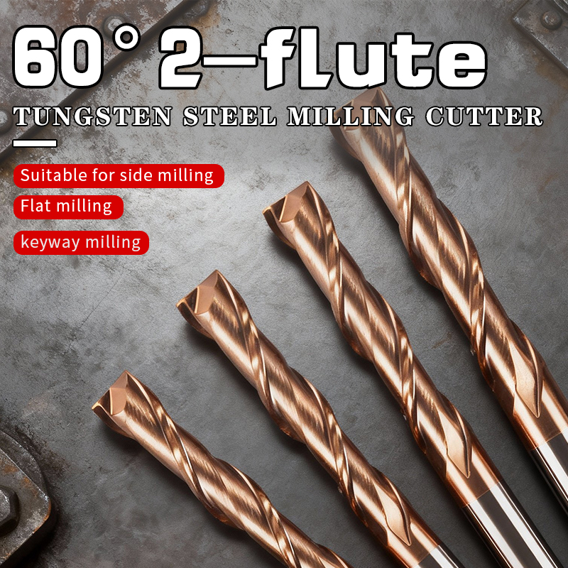 60-Degree Two-Flute End Mill Tungsten Steel Carbide CNC Tool