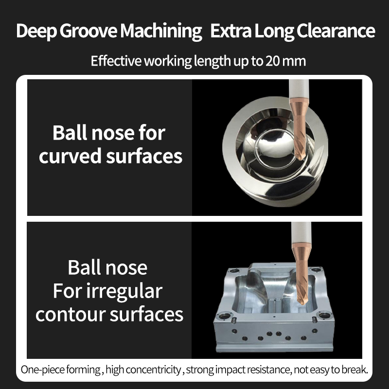 Tungsten Steel Deep Groove Ball End Mill for Alloy Steel and Aluminum
