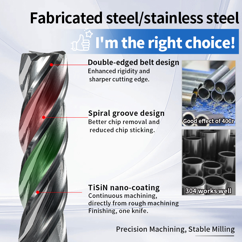 60-Degree Tungsten Steel End Mill 4-Flute Black Coating Specialized for Stainless Steel