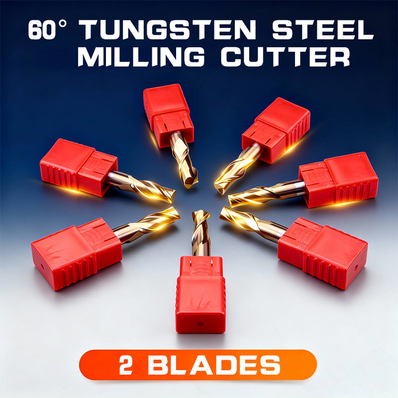 Tungsten Steel End Mill HRC 60-Degree Cutter 2-Flute Solid Carbide End Mill