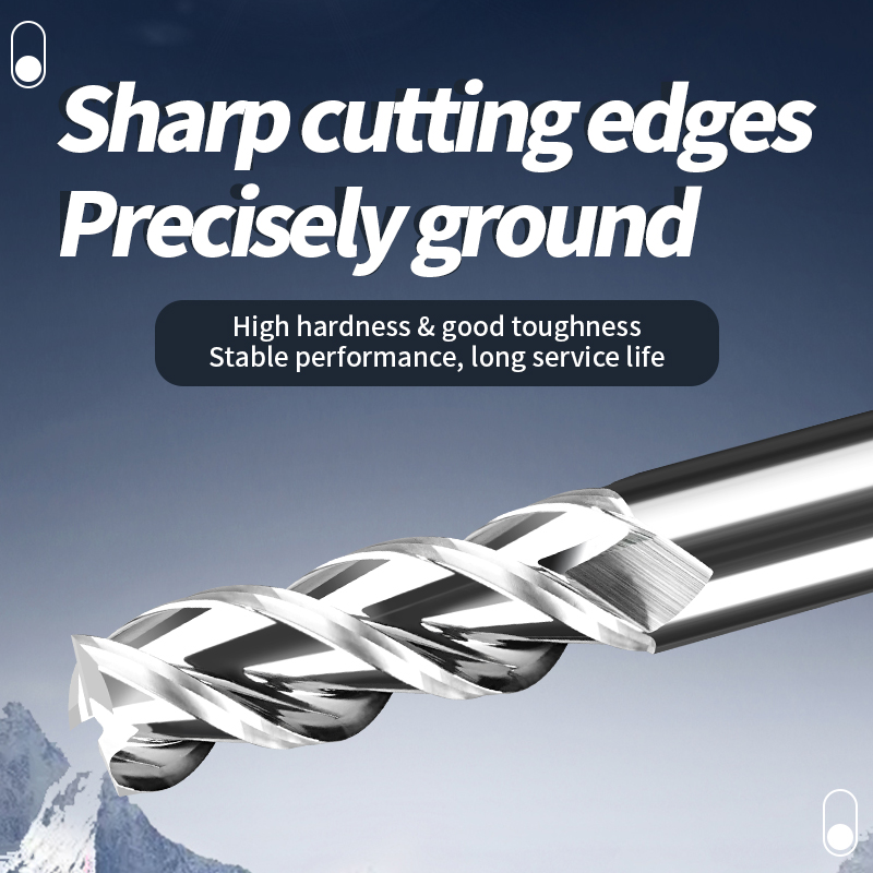 Tungsten Steel Aluminum Milling Cutter 55-Degree 3-Flute High-Gloss Milling for Aluminum Alloy