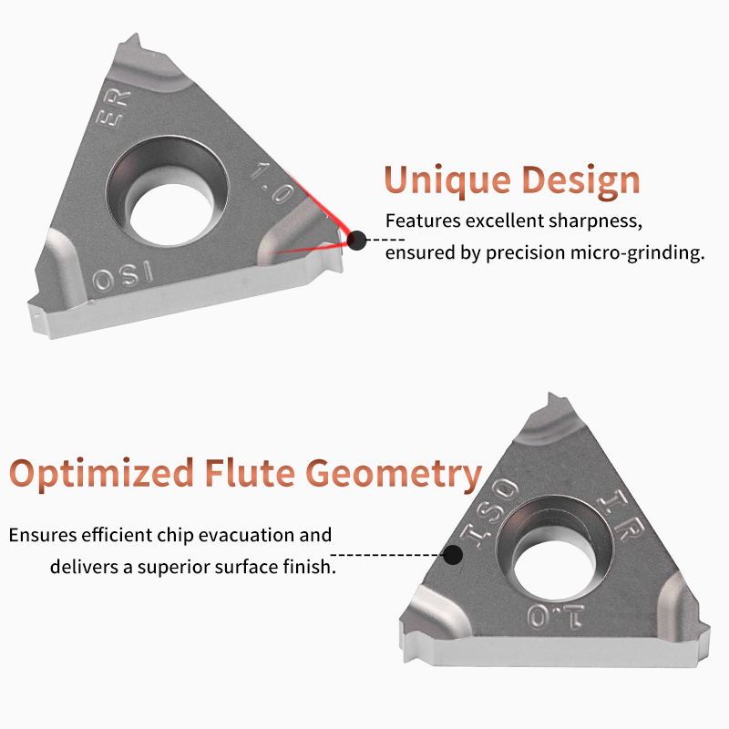 CNC Internal and External Thread Insert Steel Workpiece Metric Thread Cutter Head