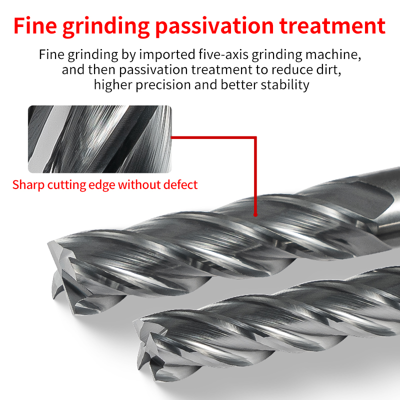 60-Degree Tungsten Steel End Mill 4-Flute Black Coating Specialized for Stainless Steel