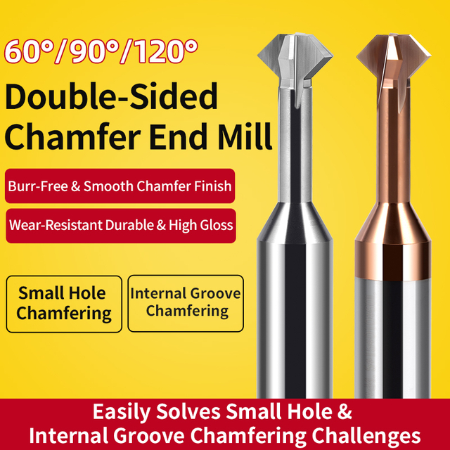 Tungsten Steel Chamfering Cutter 90/60-Degree Carbide Double-Sided Countersunk Side Hole Milling Cutter