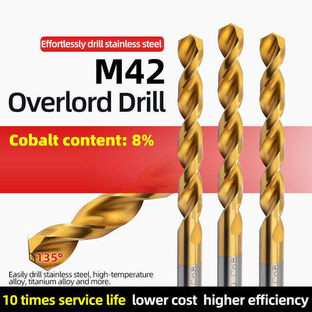 M42 High Cobalt King Kong Drill Bit Titanium-Coated Straight Shank Twist Drill