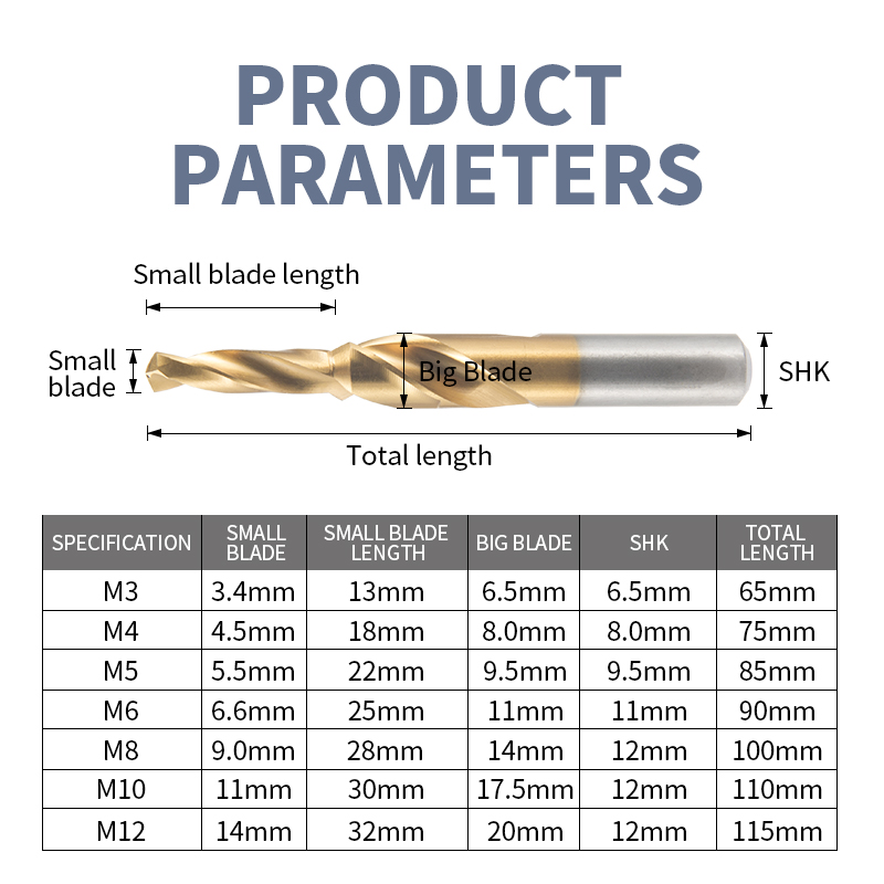 Cobalt Secondary Step Drill for Stainless Steel Countersinking Stepped Hole and Chamfering