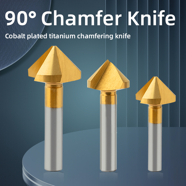 90-Degree Chamfer Cutter with Cobalt, Titanium-Coated, Straight Shank, for Aluminum