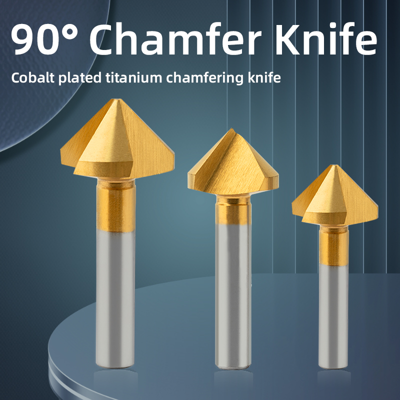 90-Degree Chamfer Cutter with Cobalt, Titanium-Coated, Straight Shank, for Aluminum