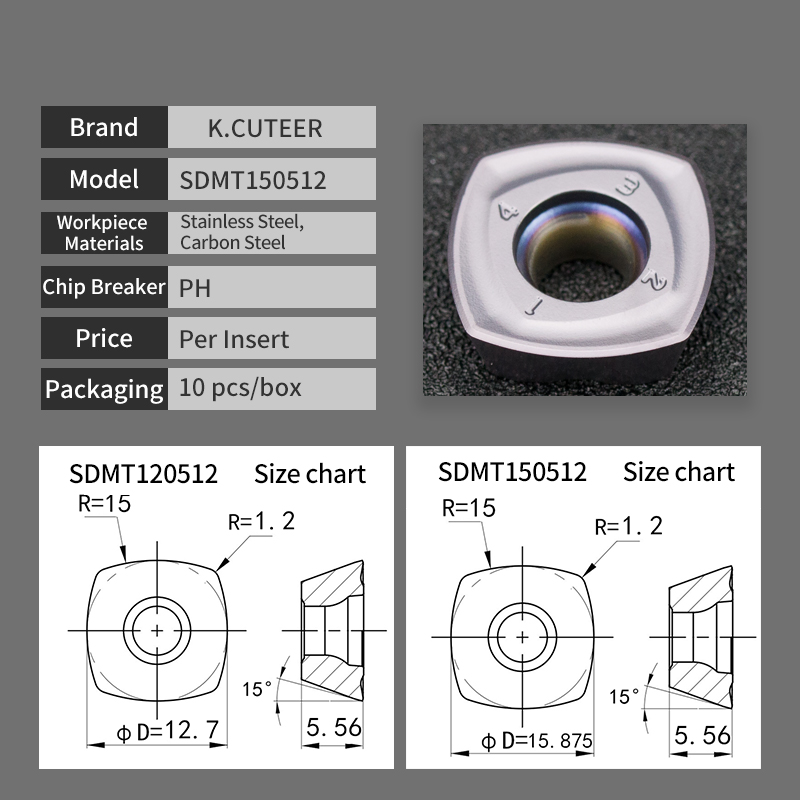 High Feed Cutting Inserts Sdmt120512/150512 Heavy Cutting Milling Inserts