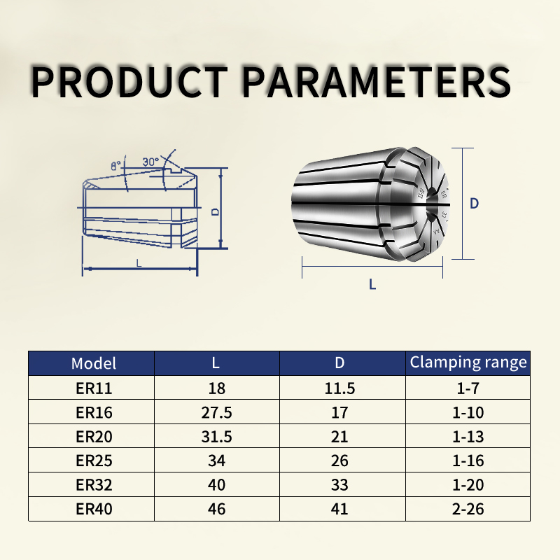 High-Precision Er16 Collet Chuck Tube Spring CNC Tool Holder Er16/1/1.5/2