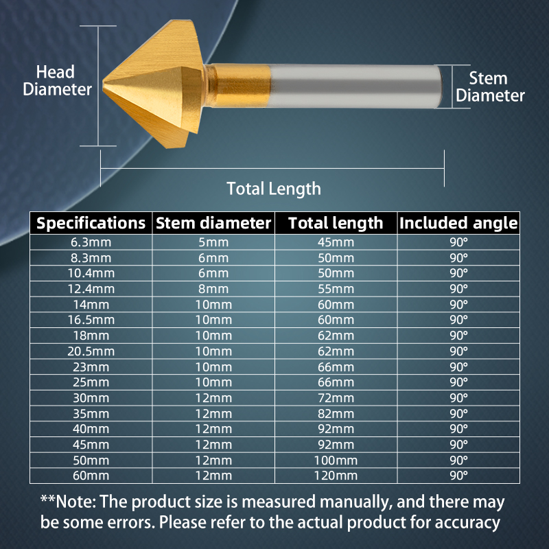 90-Degree Chamfer Cutter with Cobalt, Titanium-Coated, Straight Shank, for Aluminum