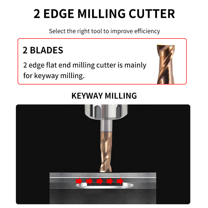 Tungsten Steel End Mill HRC 60-Degree Cutter 2-Flute Solid Carbide End Mill
