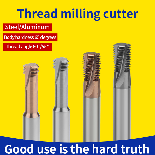 Super Hard Three-Flute Tungsten Steel Thread Milling Cutter Alloy Thread Mill M1/M1.2/M1.4/M1.6/M2/M2.5/M3/M4-M24