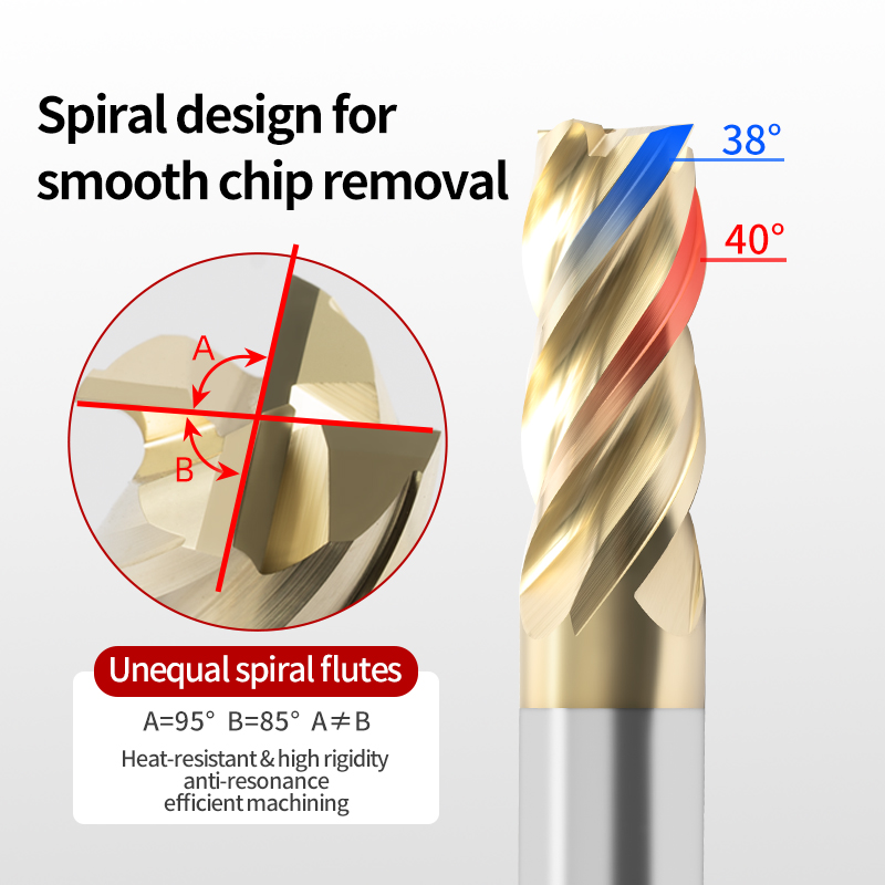 60-Degree Tungsten Steel End Mill Specially for Titanium Alloy, High-Efficiency and Vibration-Resistant