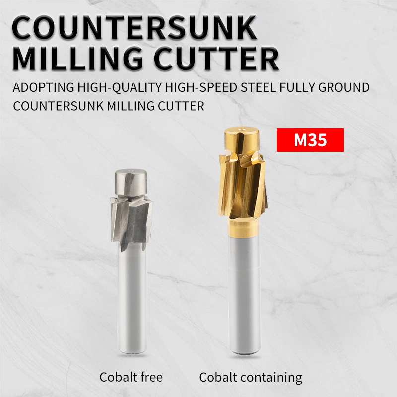 Countersink End Mill Straight Shank Countersink Hole M3/M4/M5/M6/M8/M10 with Guide Pin