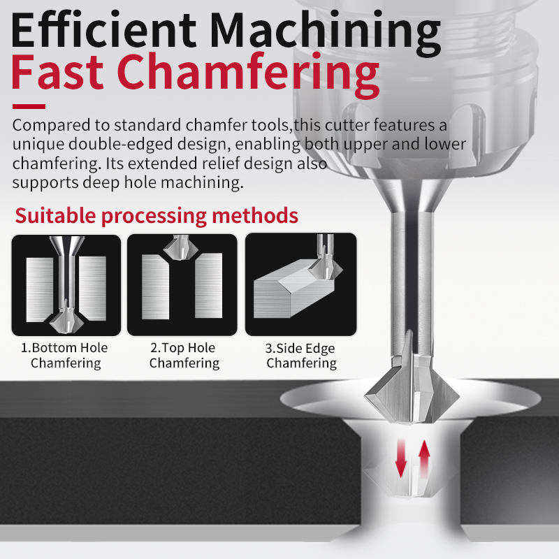 Tungsten Steel Chamfering Cutter 90/60-Degree Carbide Double-Sided Countersunk Side Hole Milling Cutter